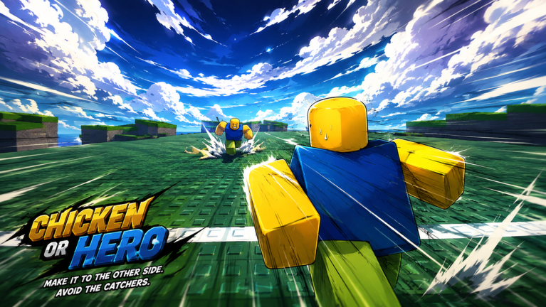 Un corredor de Roblox de cabeza amarilla esprinta por el campo de Huss Valley mientras un catcher lo alcanza por detrás